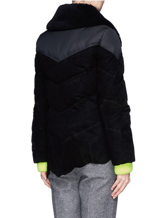 Back View - Click To Enlarge - ALEXANDER WANG - Neon cuff suede puffer jacket