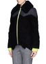 Front View - Click To Enlarge - ALEXANDER WANG - Neon cuff suede puffer jacket