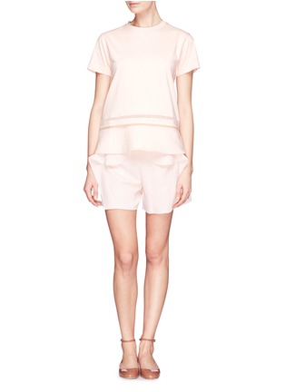 Figure View - Click To Enlarge - CHLOÉ - Double layer embroidery trim T-shirt