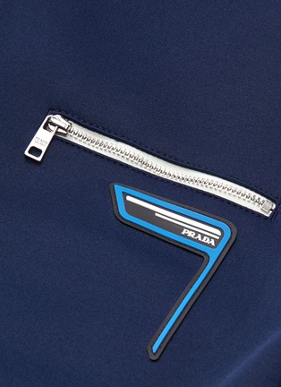  - PRADA - Logo patch stripe outseam neoprene zip hoodie