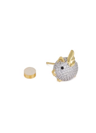 Detail View - Click To Enlarge - HEFANG - 'Adorable Piggy' shell pearl mismatched stud earrings