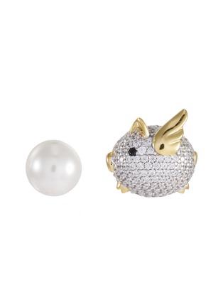 Main View - Click To Enlarge - HEFANG - 'Adorable Piggy' shell pearl mismatched stud earrings