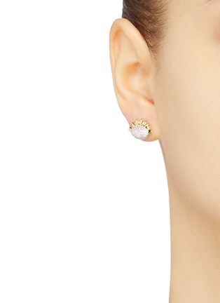 Figure View - Click To Enlarge - HEFANG - 'Dumpling' cubic zirconia stud earrings