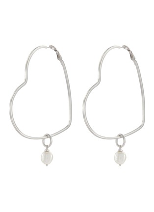 Main View - Click To Enlarge - MING YU WANG - 'Ai' heart hoop freshwater pearl drop earrings