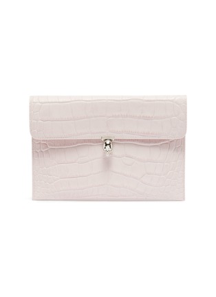 Main View - Click To Enlarge - ALEXANDER MCQUEEN - Skull croc embossed leather envelope clutch