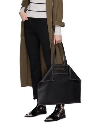 Figure View - Click To Enlarge - ALEXANDER MCQUEEN - 'De Manta' contrast topstitching leather shopping tote