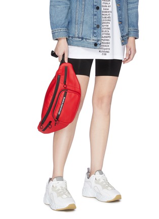 Front View - Click To Enlarge - ALEXANDER WANG - 'Attica Sport' logo print leather bum bag