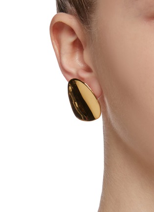 Front View - Click To Enlarge - OOAK - Detachable leaf drop colourblock mismatched earrings
