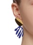 Figure View - Click To Enlarge - OOAK - Detachable leaf drop colourblock mismatched earrings