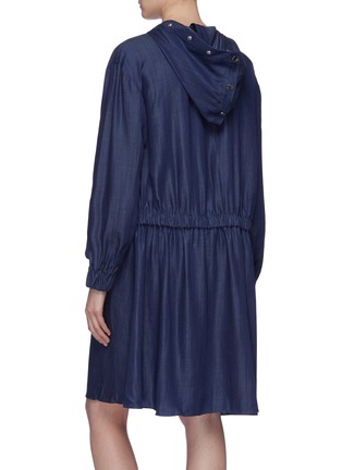 Back View - Click To Enlarge - TIBI - Flap pocket snap button hooded tencel anorak dress