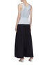 Back View - Click To Enlarge - TIBI - Belted colourblock gathered wide leg jumpsuit
