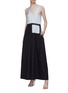 Figure View - Click To Enlarge - TIBI - Belted colourblock gathered wide leg jumpsuit