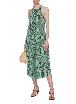 Figure View - Click To Enlarge - TIBI - Abstract print silk halterneck jumpsuit