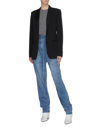 Figure View - Click To Enlarge - TIBI - Belted pleated stonewashed jeans