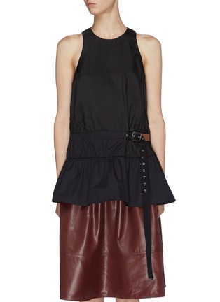 Main View - Click To Enlarge - TIBI - 'Mendini' belted twill peplum top