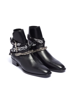 Detail View - Click To Enlarge - AMIRI - 'Bandana' curb chain strap leather boots