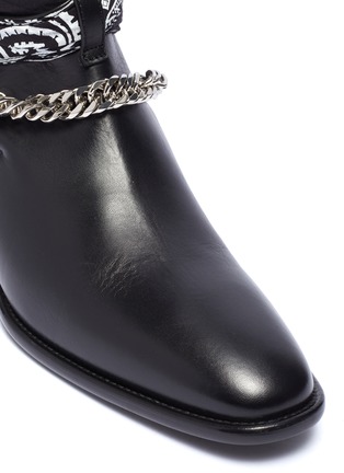 Detail View - Click To Enlarge - AMIRI - 'Bandana' curb chain strap leather boots
