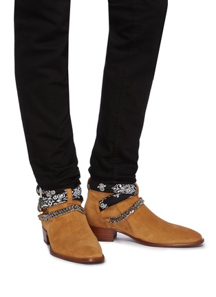 Figure View - Click To Enlarge - AMIRI - 'Bandana' curb chain strap suede boots