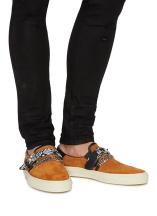 Figure View - Click To Enlarge - AMIRI - 'Bandana' curb chain strap suede skate slip-ons