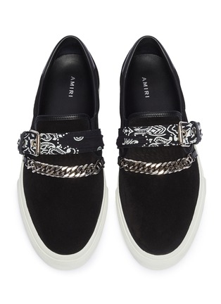 Detail View - Click To Enlarge - AMIRI - 'Bandana' curb chain strap suede skate slip-ons