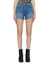 Main View - Click To Enlarge - L'AGENCE - 'Ryland' zip outseam raw cuff denim shorts