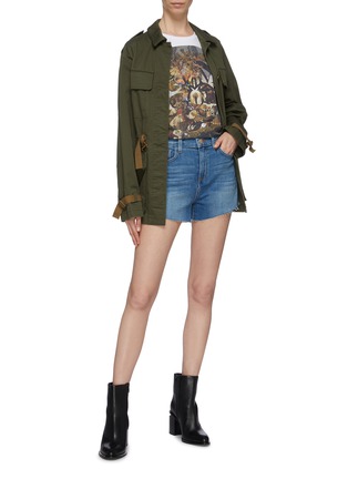 Figure View - Click To Enlarge - L'AGENCE - 'Ryland' zip outseam raw cuff denim shorts