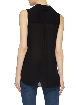 Back View - Click To Enlarge - L'AGENCE - 'Freja' notched lapel mock wrap silk georgette blouse