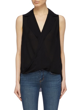 Main View - Click To Enlarge - L'AGENCE - 'Freja' notched lapel mock wrap silk georgette blouse