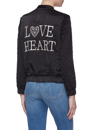 Back View - Click To Enlarge - NEEDLE & THREAD - 'Love Bow' embellished slogan embroidered bomber jacket