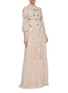 Figure View - Click To Enlarge - NEEDLE & THREAD - 'Dragonfly Garden' embellished floral embroidered tiered maxi dress