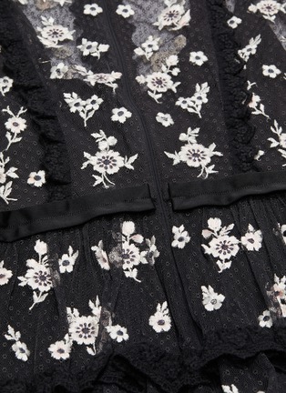 Detail View - Click To Enlarge - NEEDLE & THREAD - 'Monochrome Ditsy' lace trim floral embroidered tiered tulle dress