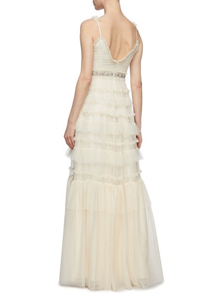 Back View - Click To Enlarge - NEEDLE & THREAD - 'Embellished Bow' ruffle trim tiered tulle camisole gown