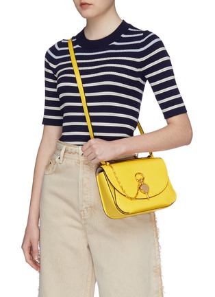 Figure View - Click To Enlarge - JW ANDERSON - 'Keyts' chain pin snakeskin leather crossbody bag
