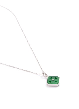 Detail View - Click To Enlarge - SAMUEL KUNG - Diamond jade 18k white gold pendant necklace