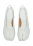 Front View - Click To Enlarge - MAISON MARGIELA - 'Tabi' holographic effect logo print leather slingback pumps