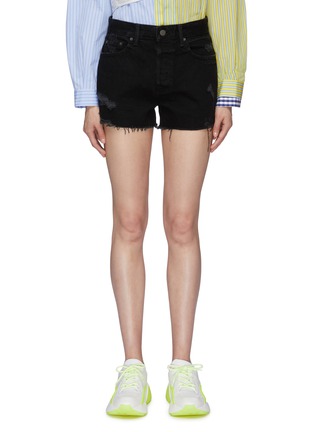 Main View - Click To Enlarge - GRLFRND - 'Helena' raw cuff high rise denim shorts