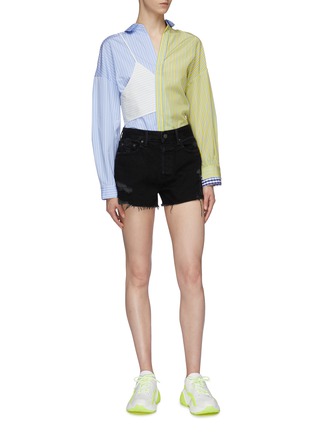 Figure View - Click To Enlarge - GRLFRND - 'Helena' raw cuff high rise denim shorts