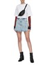 Figure View - Click To Enlarge - ALEXANDER WANG - Pleated bleached mini denim skirt