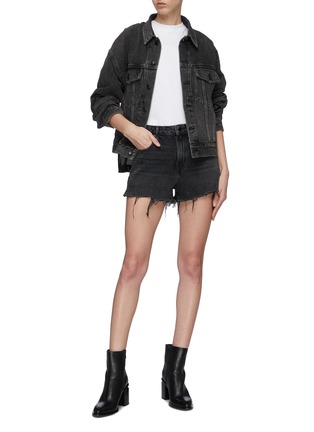 Figure View - Click To Enlarge - ALEXANDER WANG - 'Bite' frayed cuff denim shorts