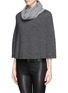 Front View - Click To Enlarge - ARMANI COLLEZIONI - Textured knit cowl neck poncho