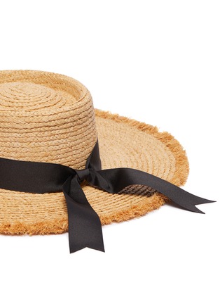 Detail View - Click To Enlarge - LACK OF COLOR  - 'Ventura' grosgrain ribbon raffia straw frayed boater hat