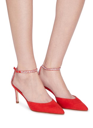 Figure View - Click To Enlarge - STUART WEITZMAN - 'Enchant' strass ankle strap suede d'Orsay pumps