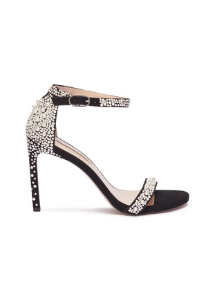 Main View - Click To Enlarge - STUART WEITZMAN - 'Nudist Pearls' ankle strap suede sandals