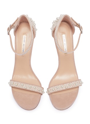 Detail View - Click To Enlarge - STUART WEITZMAN - 'Nudist Pearls' ankle strap suede sandals
