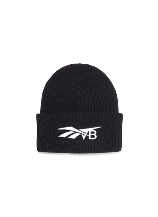 Main View - Click To Enlarge - VICTORIA BECKHAM - x Reebok logo embroidered wool-cashmere rib knit beanie