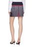 Back View - Click To Enlarge - PRADA - Belted contrast border mouliné jacquard skirt