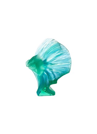  - LALIQUE - Fighting Fish small sculpture – Mint Green/Blue Patinated