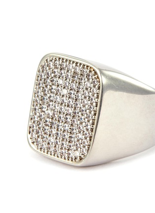 Detail View - Click To Enlarge - BALENCIAGA - 'Watch' Swarovski crystal signet ring