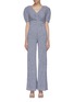 Main View - Click To Enlarge - STAUD - 'Fraise' puff sleeve ruched gingham check wide leg jumpsuit