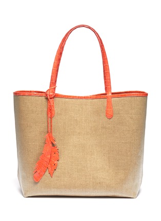 Main View - Click To Enlarge - NANCY GONZALEZ - Crocodile leather trim coated canvas tote